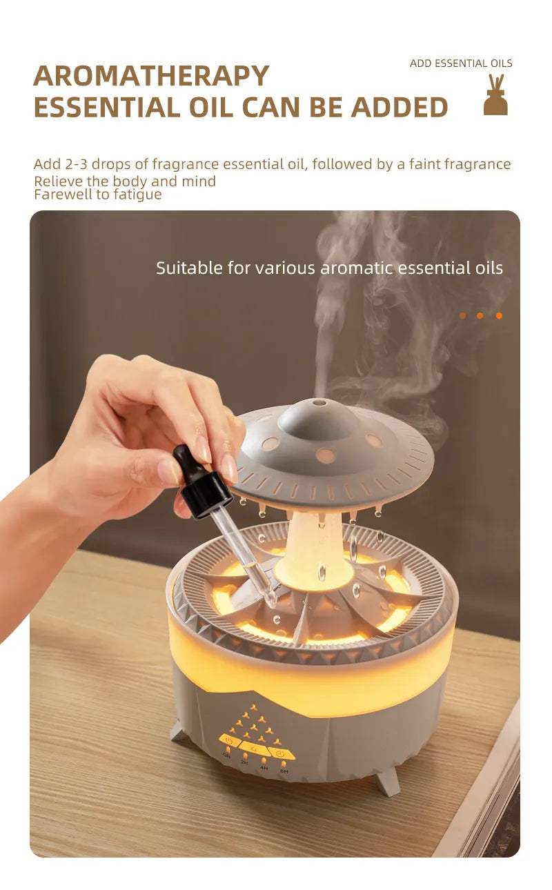 UFO Rain Cloud Humidifier Water Drip, Essential Oil Diffuser